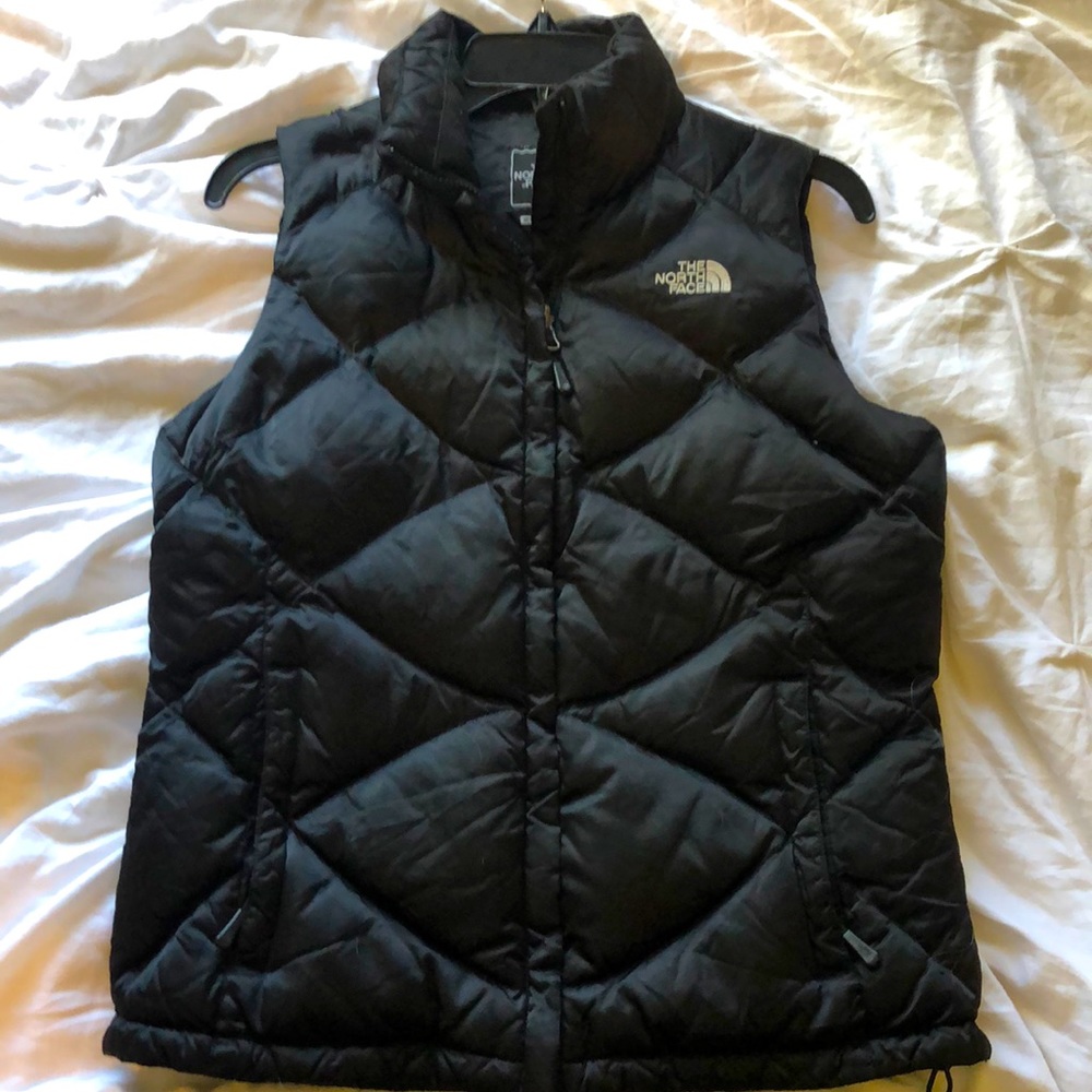 North Face black zip up vest
